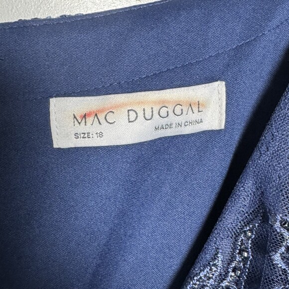 Mac Duggal Dress Gown 18 Embellished Illusion Flutter Sleeve A-Line 20301 NWT - Picture 11 of 15